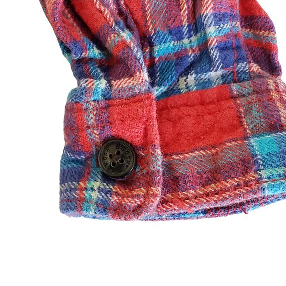 2 FOR $5 SALE Boy's 24 Month Red And Blue  Plaid Flannel Onesie - Picture 6 of 7